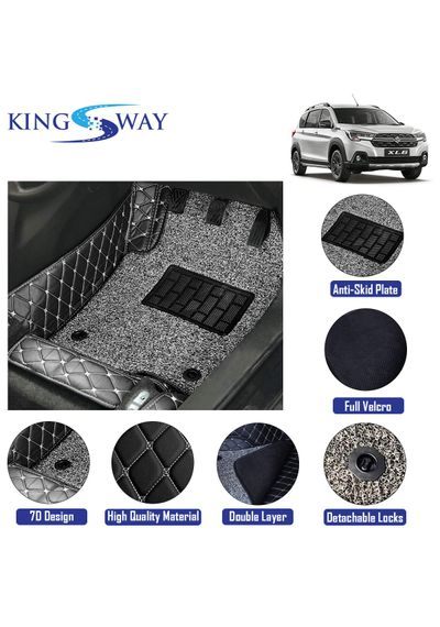 7D Car Floor Mats for Maruti Suzuki XL6 (Model Year : 2019 Onwards) (Black Color), AGMSXL67FM