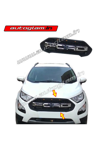 Ford Ecosport 2018+ Front Grill with 3 Orange LED, Trendy Design, AGFE304G18