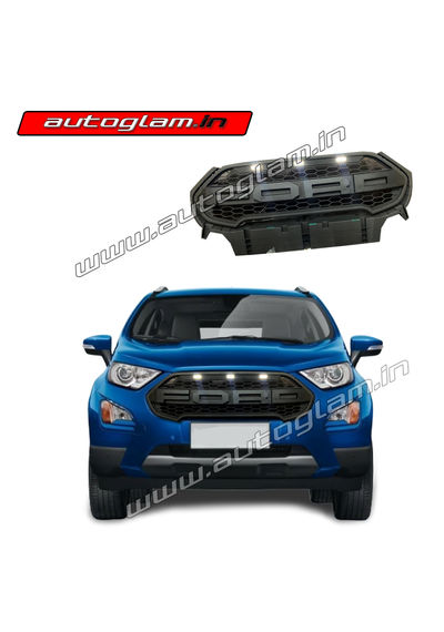 Ford Ecosport 2018+ Front Grill with 3 White LED, Trendy Design, AGFE303G18