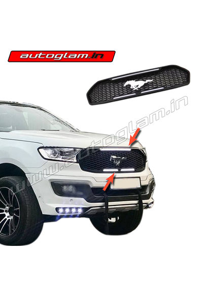 Ford Endeavour 2016-18 Front Custom Grill with Chrome Mustang Logo, AGFEN33FGC