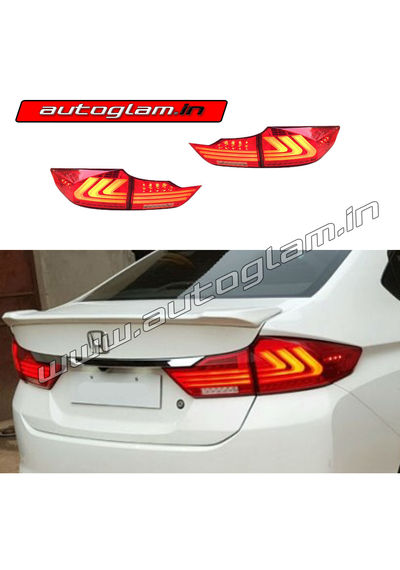 Honda City 2014-16 Lexus Style LED Taillights with Matrix Indicator, RED Glass, AGHC609TL