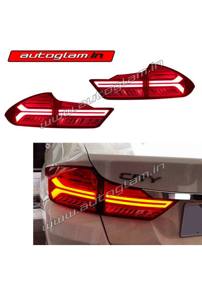 Honda City 2014-2016 Lambo Style LED Taillights, RED Glass, AGHC336TL