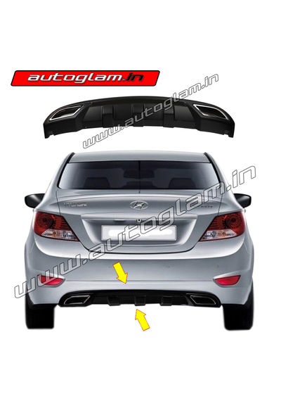 Hyundai Fluidic Verna 2011-15 Rear Diffuser with Chrome Exhaust Tip, AGFVRD614