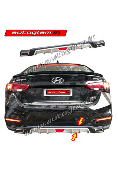 Hyundai Verna 2017+ Rear Diffuser with Chrome Exhaust Tip, AGHVRD17