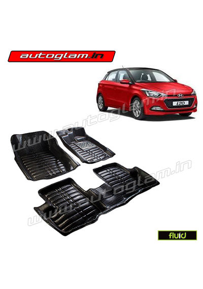 5D Bucket Fitting Car Mats for Hyundai i20 All Models, Color - Black, AGHI20BL