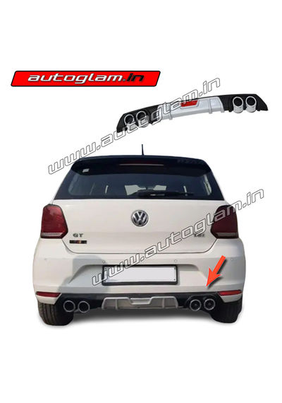Volkswagen Polo 2010-2020 Rear Bumper Diffuser with Dual Chrome Tip, AGVWP639RD
