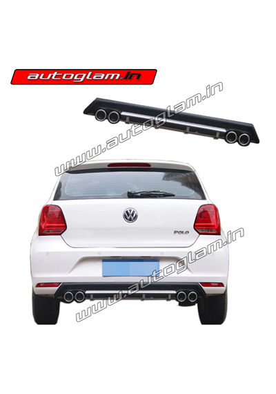 Volkswagen Polo 2010-2020 Rear Bumper Diffuser with Dual Chrome Tip, AGVWP609RD