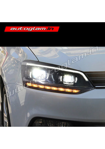 Volkswagen Polo 2010-22 Audi Style HID Projector Headlights, AGVWP991H55W