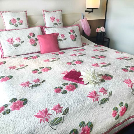 PAULINE PARISIAN PANACHE PASSIONATE PINK 6 PIECE QUILTED BEDCOVER SET