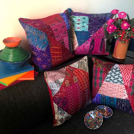 MAVIS MURANO INSPIRED PATOLA SILK PATCHWORK  CUSHION COVER SET