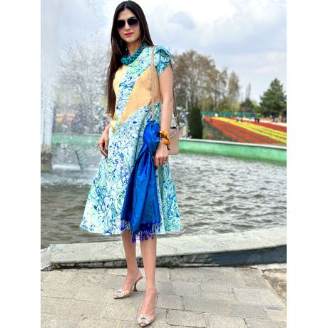 LOUISE GORGEOUS KASHMIR WATER MARBLED PURE SILK DRESS