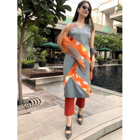 RIVERLYN MANHATTAN WALK HANDWOVEN COTTON PATCHWORK KURTI