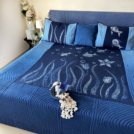 LEON POETRY IN NATURE NUI SHIBORI OMBRE QUILTED BEDCOVER SET
