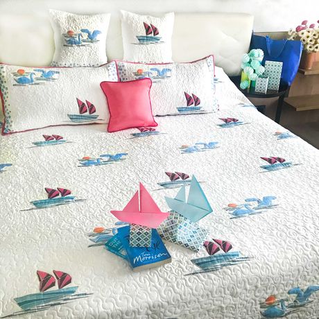 NOVA NAUTICAL PANORAMA 6 PIECE QUILTED BEDCOVER SET