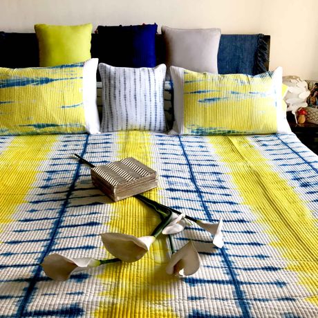 AZVA SHIBORI SHABANG QUILTED BEDCOVER SET