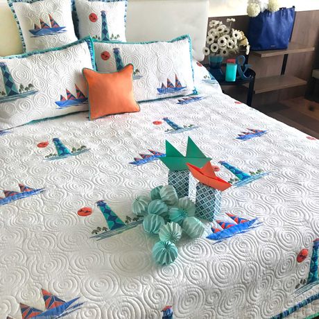 NICKOLAS NAUTICAL PANORAMA 6 PIECE QUILTED BEDCOVER SET