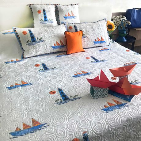 NEWTON NAUTICAL PANORAMA 6 PIECE QUILTED BEDCOVER SET