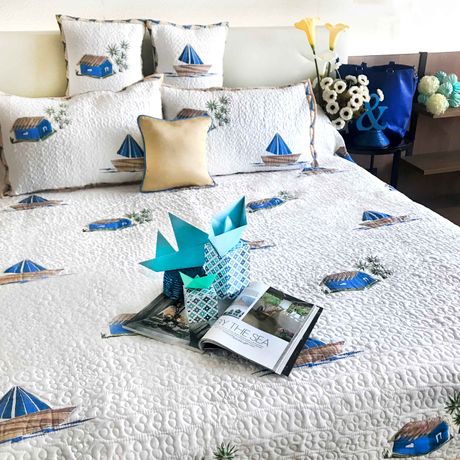 NEIL NAUTICAL PANORAMA 6 PIECE QUILTED BEDCOVER SET