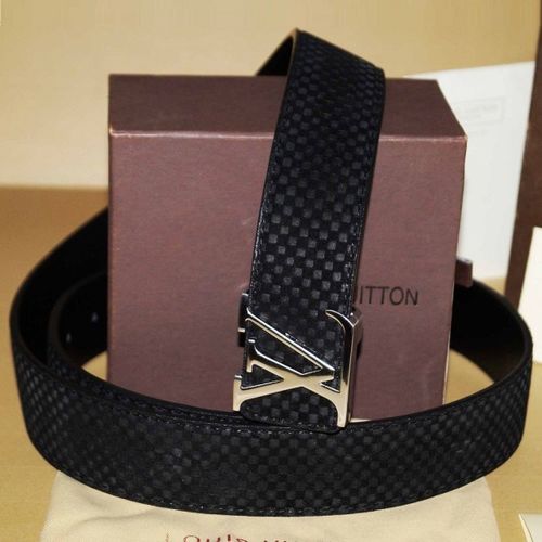 LOUIS VUITTON PVC Monogram 40mm LV Shape Belt 110 44 Silver 575924