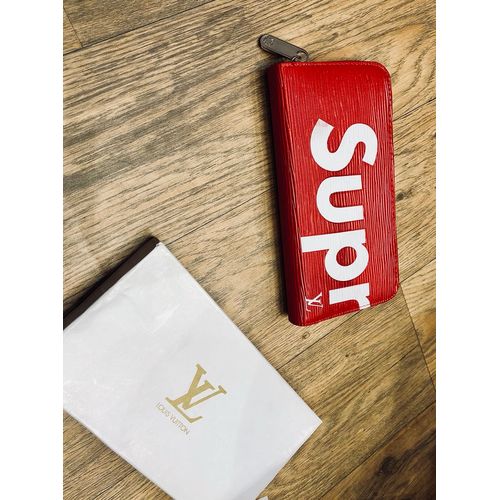 Louis+Vuitton+X+Supreme+LV+Red+Epi+Leather+Slender+Wallet for sale online