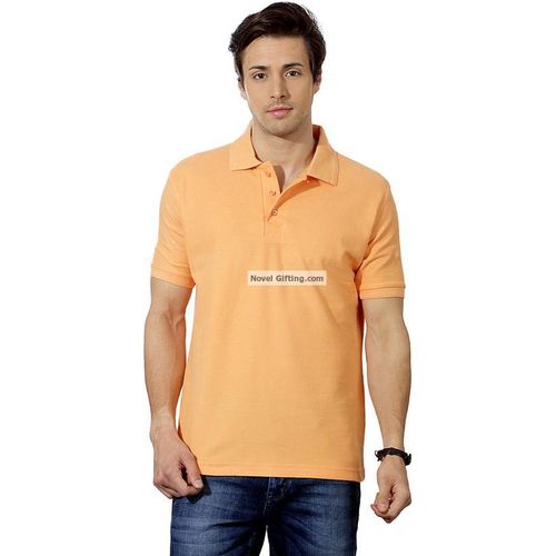 200-09-POLO-LIGHT ORANGE Cotton Polo T-shirt Light orange colour