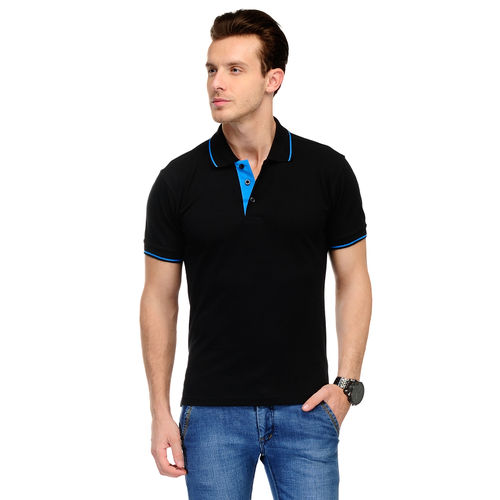 Single Tipping-05-polo-black-blue-tip Rich Cotton Polo T-shirt Black ...