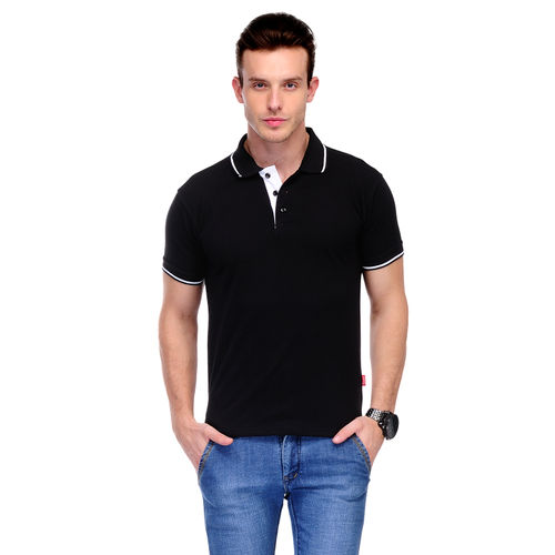 Single Tipping-06-polo-black-white-tip Rich Cotton Polo T-shirt Black ...