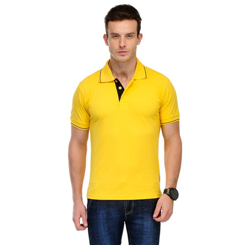 Single Tipping-02-polo-yellow-black-tip Rich Cotton Polo T-shirt Yellow ...