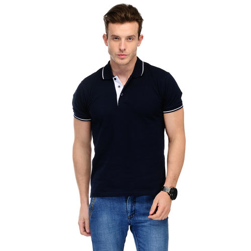 Single Tipping-09-polo-navy Blue-white-tip Rich Cotton Polo T-shirt Nay ...