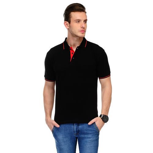 Single Tipping-07-polo-black-red-tip Rich Cotton Polo T-shirt Black ...