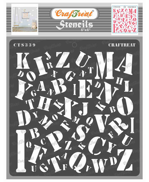Craftreat Caps Alphabet Stencils For Kid Craft Painting 6x6 Inches
