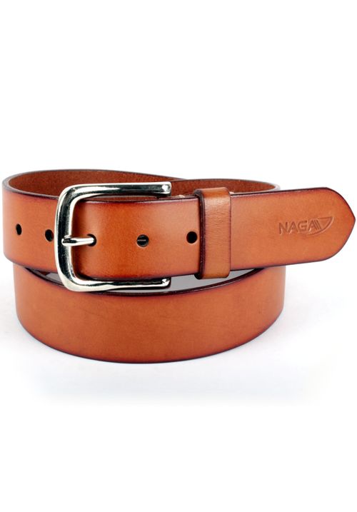 Colored Brown Casual leather Belt For Men With Stitch Detail