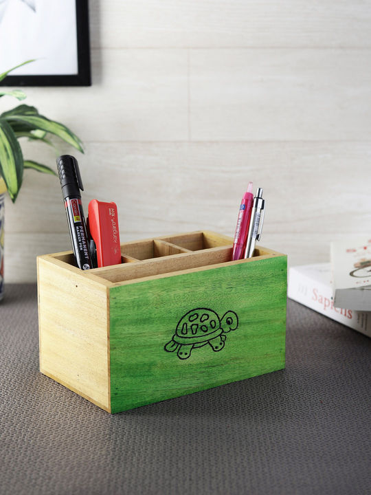 Beech Wood Desk Organizer Pen Stand From Tiny Turtle Collection