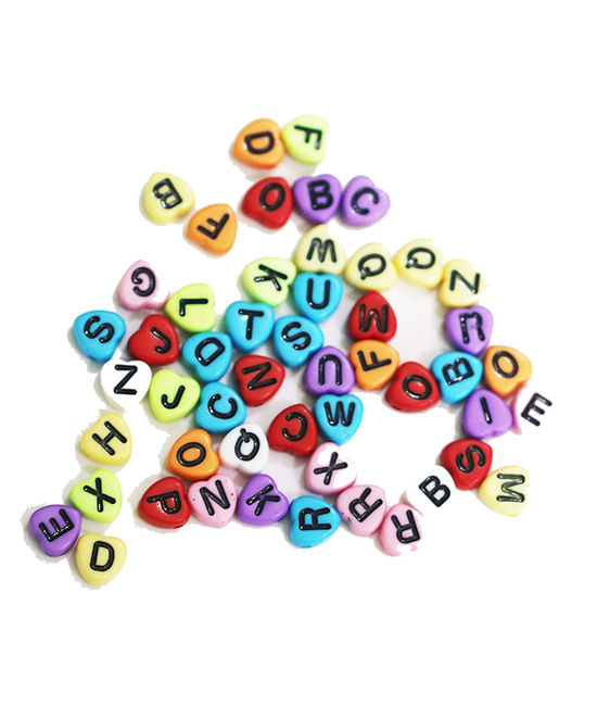 Dress My Crafts Round Letter Beads 50/Pkg-Assorted Colors, 50/Pkg