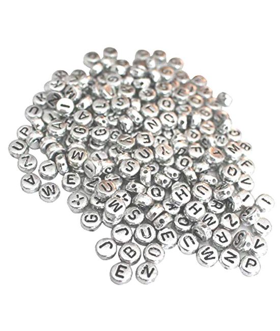 Deinduser 1400 Pieces Letter Beads - Silver Round