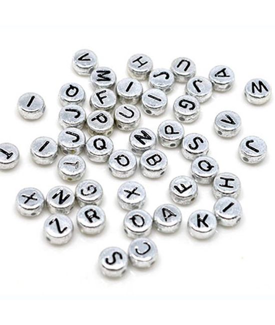  Deinduser 1400 Pieces Letter Beads - Silver Round