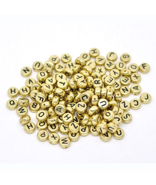 Golden Round Letter Beads, Dmcfa4551