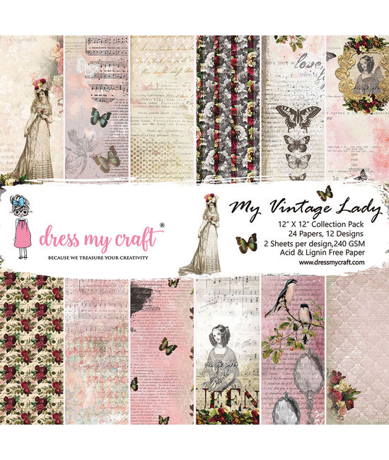 MARGARET Scrapbooking Paper Set - BABY GIRL 12 x 12