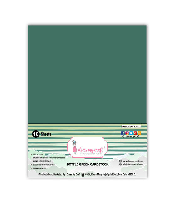 Bottle Green Cardstock - 825 Inch X 1175 Inch - 250 Gsm