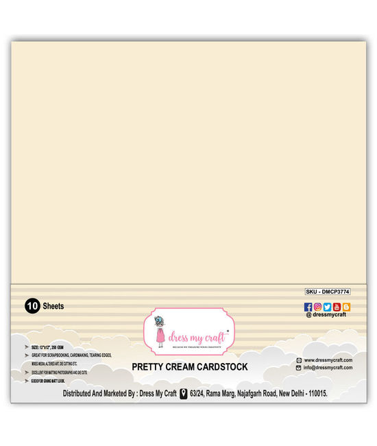 Pretty Cream Cardstock 12x12 - 250 Gsm, Dmcp3774