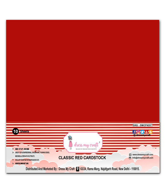 Classic Red Cardstock 12x12 - 250 Gsm, Dmcp4357