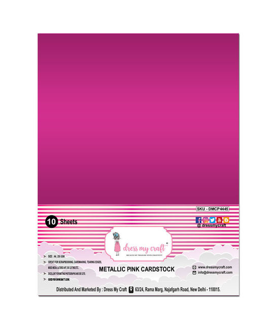 Metallic Pink Cardstock - 825 Inch X 1175 Inch - 250 Gsm, Dmcp4445