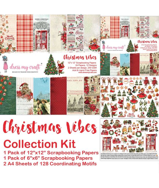 Dress My Craft - Single-Sided Paper Pad 12X12 - Christmas Vibes