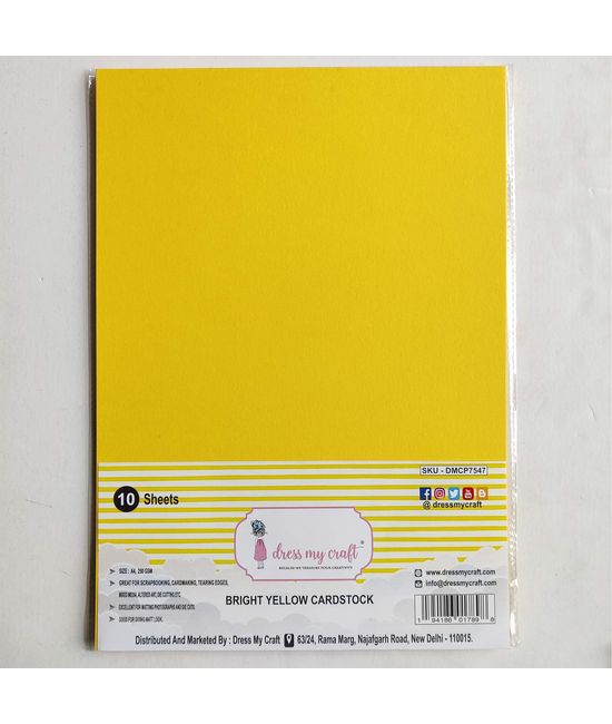Bright Yellow Cardstock - A4 - 250 Gsm