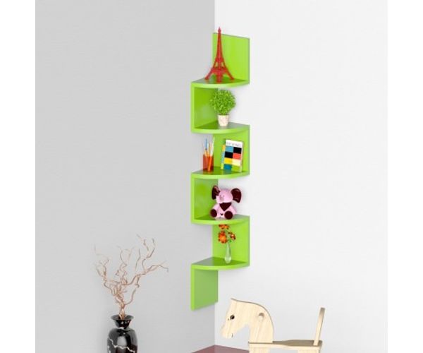 Onlineshoppee Wooden Fancy Zigzag Wall Mount Floating Corner Wall