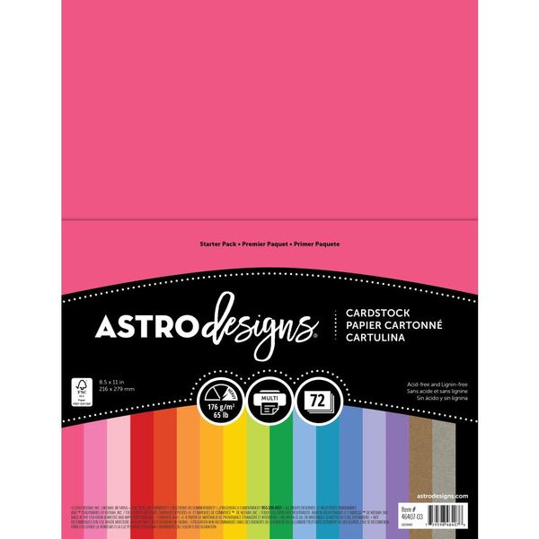 18 Bold & Vivid Colors - Neenah Astrodesigns Cardstock Pack 8.5"X11" 72/Pkg