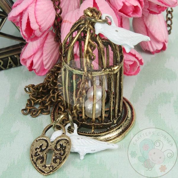 3D Bird Cage with Bird & Chain