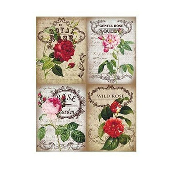 Script Roses - Rice Decoupage Paper