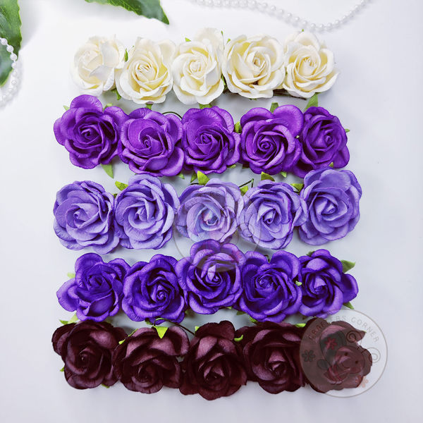 Curved Roses Purple Combo Set  - 35 MM - 50 Pcs/ Pack