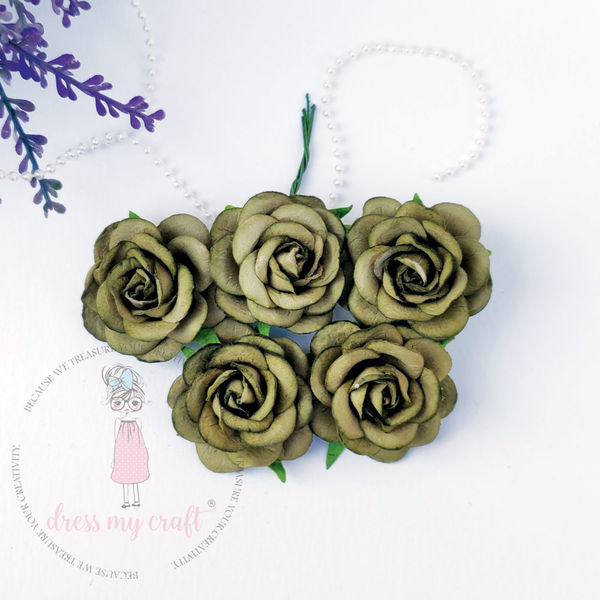 Curved Roses 45 MM - Seaweed Green